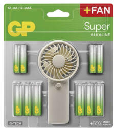 EMOS B0161M GP Super Alkáli elem AA 12db + AAA 12db + Ventilátor (B0161M)