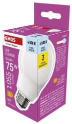 EMOS ZQ5E54 LED izzó Classic A60 / E27 / 9, 5 W (75 W) / 1055 lm / Hideg fehér (ZQ5E54)