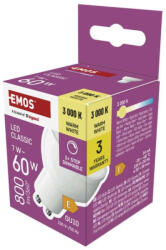 EMOS ZQ8E42S LED izzó Classic MR16 / GU10 / 7 W (60 W) / 800 lm / meleg fehér / dimmelhető (ZQ8E42S)