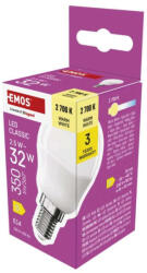EMOS ZQ1D11 LED izzó Classic Mini Globe / E14 / 2, 5 W (32 W) / 350 lm / Meleg fehér (ZQ1D11)