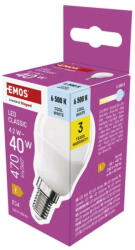 EMOS ZQ1E24 LED izzó Classic Mini Globe / E14 / 4, 2 W (40 W) / 470 lm / Hideg fehér (ZQ1E24)