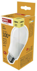 EMOS ZL5F67 LED izzó Basic A60 / E27 / 15, 3W (100 W) / 1521 lm / Meleg fehér (ZL5F67)