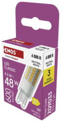 EMOS ZQ9D33 LED izzó Classic JC / G9 / 4, 3 W (48 W) / 600 lm / Természetes fehér (ZQ9D33)