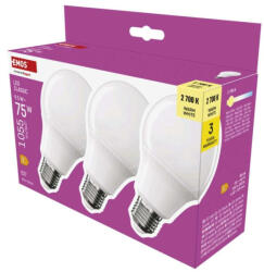 EMOS ZQ5E51.3 LED izzó Classic A60 / E27 / 9, 5 W (75 W) / 1055 lm / Meleg fehér (ZQ5E51.3)