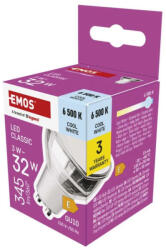 EMOS ZQ8E19 LED izzó Classic MR16 ezüst/ GU10 / 3 W (32 W) / 345 lm / Hideg fehér (ZQ8E19)