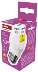 EMOS ZQ6E23 LED izzó Classic Mini Globe / E27 / 4, 2 W (40 W) / 470 lm / Természetes fehér (ZQ6E23)