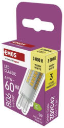 EMOS ZQ9C42 LED izzó Classic JC / G9 / 4, 9 W (60 W) / 806 lm / Meleg fehér (ZQ9C42)
