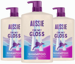 Aussie Oh My Gloss Sampon száraz, fakó hajra, szulfátmentes (3x1000 ml)