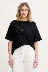 Sisley t-shirt női pamut elasztánnal - fekete S