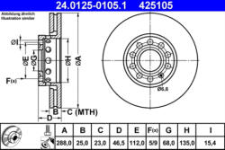 ATE Disc frana ATE 24.0125-0105.1 (24.0125-0105.1) - turbochic