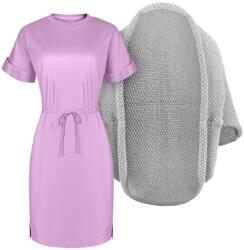 Bontis Set damă: cardigan tricotat și rochie Muse - Deschisă gri / orchid | L (set-L497/MAL816_4/orchid_L)