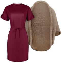 Bontis Set damă: cardigan tricotat și rochie Muse - Cașmir / garnet | M (set-L497/MAL816_2/garnet_M)