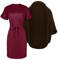 Bontis Set damă: cardigan tricotat și rochie Muse - Maro / garnet | S (set-L497/MAL816_10/garnet_S)
