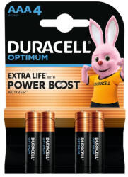 Somogyi Elektronic SOMOGYI Duracell OPTIMUM LR03 10PP110050 AAA alkáli elem, 1, 5 V feszültség, kiemelkedő teljesítmény, 4db/bliszter (Duracell Optimum LR03)