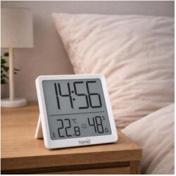 Somogyi Elektronic SOMOGYI HOME HC17 páratartalom és hőmérséklet mérő ébresztőóra, prémium LCD kijelzővel, hűtőszekrényre, bútorra, falra helyezhető (HC17)