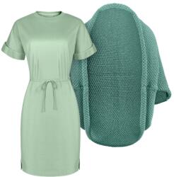 Bontis Set damă: cardigan tricotat și rochie Muse - Mentă / salvie | XS (set-L497/MAL816_12/sage_XS)