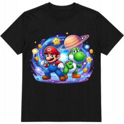 StukanDesign Gyerek Póló Fekete Mario Galaxy Luigi Mese Yoshi [L] 152 cm