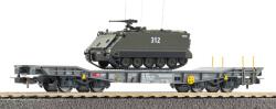 Piko 96280 Nehézteherszállító kocsi, Slmmnps, M113 páncélossal, SBB-CFF V (4015615962809)