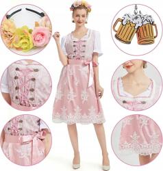  Dirndl Oktoberfest Ruha Hagyományos Midi Kötény Fülbevaló 2XL C2, 16