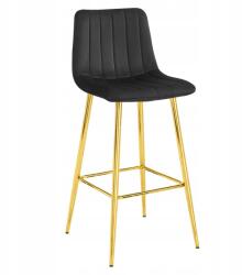  Scaun de bar POZZA VELVET cu picioare aurii, neagra