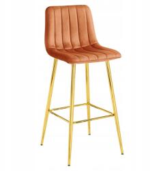 Scaun de bar POZZA VELVET cu picioare aurii, teracota