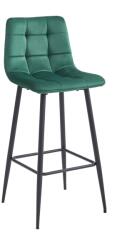  Scaun de bar ARCETO VELVET cu picioare negre, verde inchis