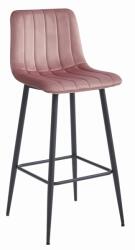  Scaun de bar POZZA VELVET cu picioare negre, roz