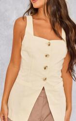 Prettylittlething Világos Bézs Gombos Mellény Klasszikus Prettylittlething Textúra 42