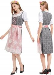  Dirndl Oktoberfest Hagyományos Népi Midi Ruha Kötény 2XL D1, 8 (D1,8)