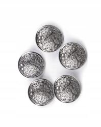 Hagal Fém beszúrós gomb kerek 17, 6 mm Fekete Ezüst 5 db 120264 (6971032445180)