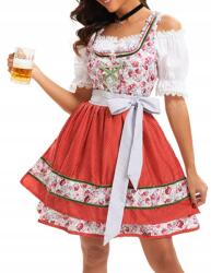  Dirndl Oktoberfest hagyományos népi midi ruha kötény S C18