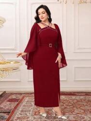 Shein Bordó Ruha Maxi Egyszerű Aszimmetrikus Koktél Nyakkivágással Shein 52