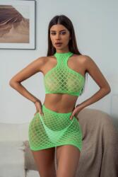 Passion Labs 2 Piece Lingerie Set, Top and Skirt, Neon Green, S-L