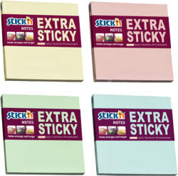 STICK'N Notes autoadeziv 76x76 mm, 90 file, STICK'N extra-sticky galben