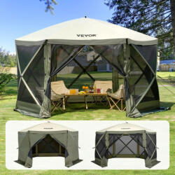 VEVOR Pop-up kemping pavilon sátor 3, 66x3, 66 m 6 oldalú szúnyoghálós party sátor 8 fő részére, army zöld