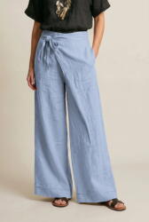 Shopika Pantaloni din in petrecuti, croi amplu, talie ajustabila, stil natural elegant, bleu Talie unica