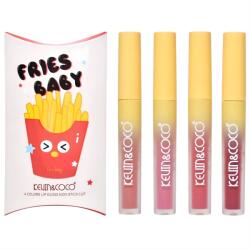 Kevin&Coco Set Luciu de buze, Kevin&Coco, Fries Baby, 4 Lip Gloss-uri, Stralucire si Hidratare Intensa, Rezistent, Model B, Multicolor (166092)