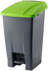 PLANET Szelektív hulladékgyűjtő konténer, műanyag, pedálos, antracit/zöld, 70L - atadcleankft