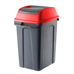 PLANET Hippo Billenős Szelektív hulladékgyűjtő szemetes, műanyag, antracit/piros, 70L - atadcleankft