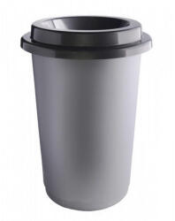 Plafor ECO kerek, henger szemetes 50L acél színű - atadcleankft