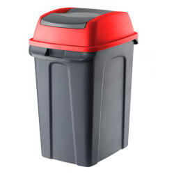 PLANET Hippo Billenős Szelektív hulladékgyűjtő szemetes, műanyag, antracit/piros, 25L - atadcleankft