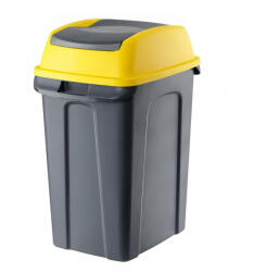 PLANET Hippo Billenős Szelektív hulladékgyűjtő szemetes, műanyag, antracit/sárga, 50L - atadcleankft