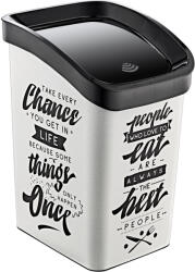 Özer Plastik Műanyag Smart Click billenőfedeles szemetes, fehér/fekete mintás felirattal GOGO 23L - atadcleankft