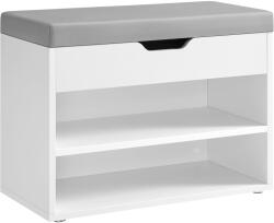 VASAGLE Pantofar cu bancheta tapitata VASAGLE, 3 compartimente, alb, 60x30x44 cm (EZ-LHS020W01) Pantofar