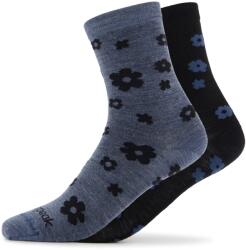 Heber Peak Дамски спортни чорапи Heber Peak Merino SylvaHe. Flower Socks 2-Pack Sports socks - Black / Steel Blue - размер 39-41 (EU) (207-1027-0113)