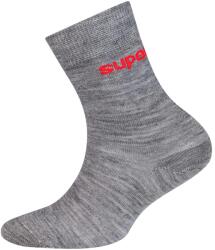 super. natural Детски мериносови чорапи super. natural Kid's All Day Socks 2-Pack Merino socks - Cashmere Grey Melange / High Risk Red - размер 19-22 (EU) (207-1113-0111)