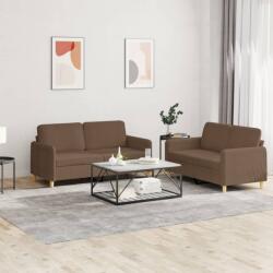 vidaXL Set de canapele cu perne, 2 piese, maro, textil GartenMobel Dekor (3202089) Canapea
