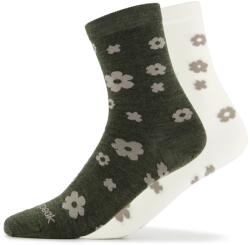 Heber Peak Дамски спортни чорапи Heber Peak Merino SylvaHe. Flower Socks 2-Pack Sports socks - Green / White - размер 42-44 (EU) (207-1027-0313)