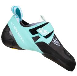La Sportiva Дамски обувки с велкро La Sportiva Women's Skwama Vegan Climbing shoes - Carbon / Turquoise - размер 36 (EU) (301-0757-0117)