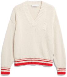 ARMEDANGELS Дамски пуловер ARMEDANGELS Women's Iconic Å College Knit Sweater Jumper - Oatmilk / Mars Red (117-3691-0112)